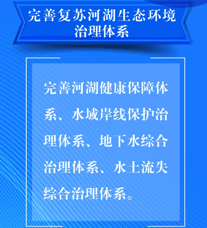 三、要完善復(fù)蘇河湖生態(tài)環(huán)境治理體系。完善河湖健康保障體系、水域岸線保護(hù)治理體系、地下水綜合治理體系、水土流失綜合治理體系。.png